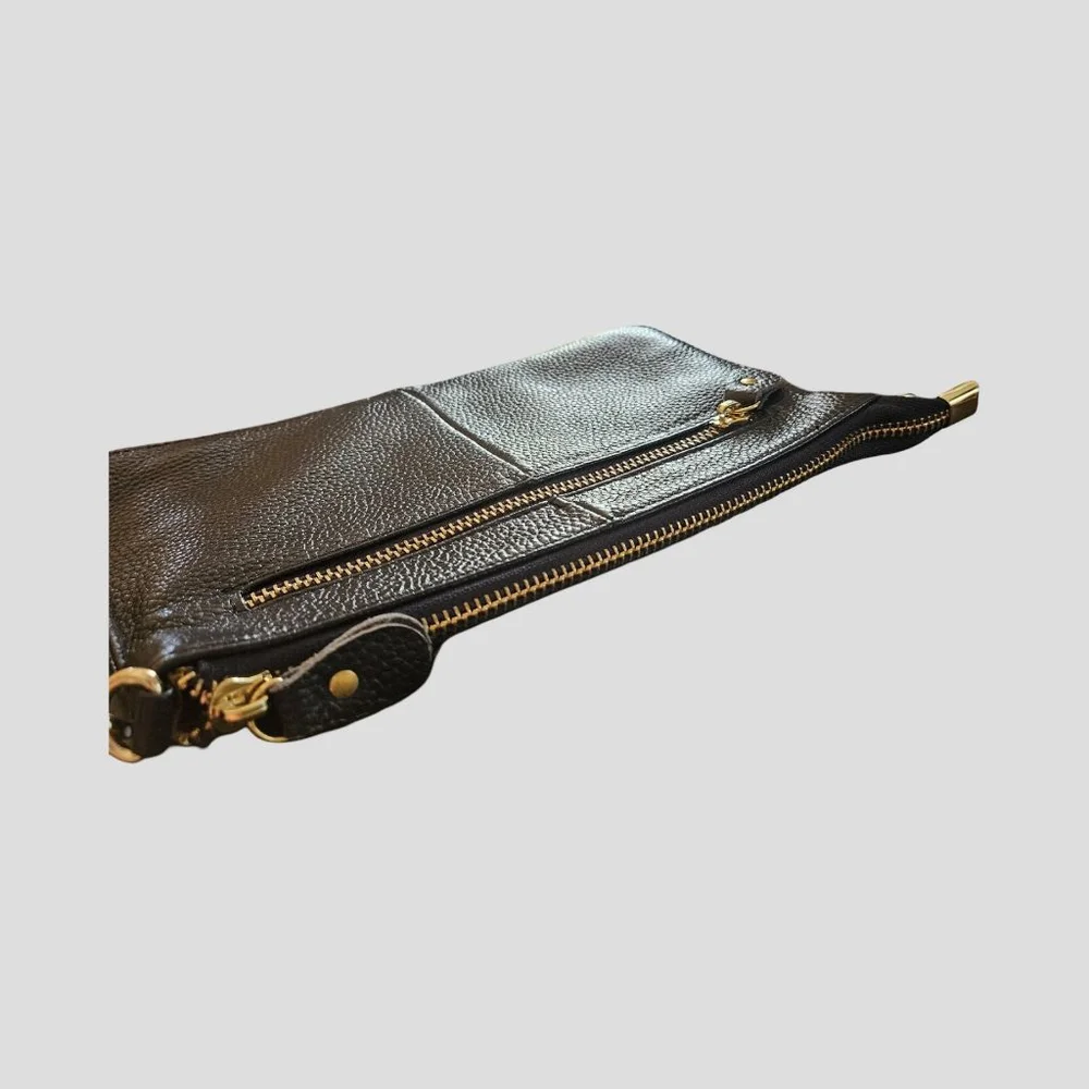 Navy Blue Faux Leather Wristlet Clutch